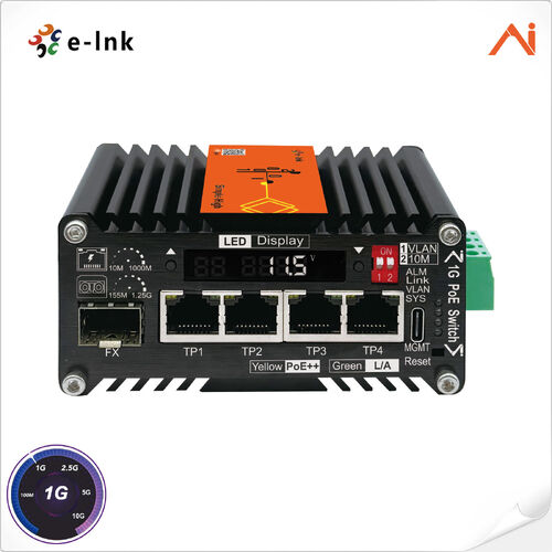 Latest company news about E-link LNK-AIMC104 Series: Mini Industrial AI Smart Managed Switches od Non-PoE do 90W PoE++