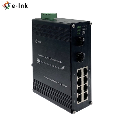 Aluminiowy przemysłowy przełącznik Ethernet 8 portów 10/100 / 1000Base-T 2 porty 1000BASE-X Gigabit