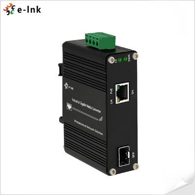 Przemysłowy konwerter multimedialny PoE 100 1000BASE-X SFP To 10 100 1000BASE-T 802.3at 30W