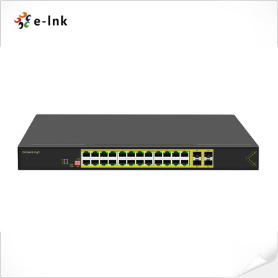 L2 Zarządzane montowanie rack 1U 24 Port 10/100/1000T 802.3at PoE Switch z 4-portem 1000X Gigabit SFP Fiber