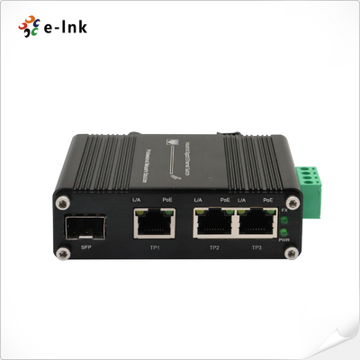 Mini Przemysłowy 3-portowy przełącznik Ethernet 802.3at PoE + 1-portowy SFP z wejściem 12~48V DC i wzmacniaczem napięcia