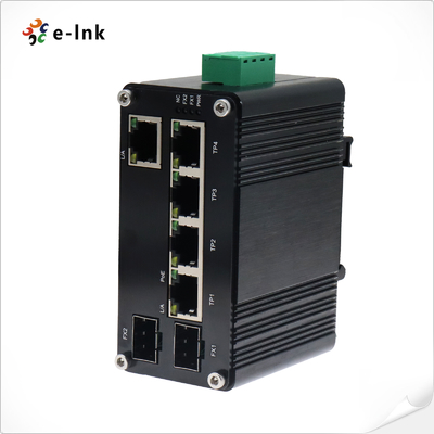 Przemysłowy, zasilany przez PoE 5-portowy 10/100/1000T + 2-portowy 100/1000X SFP Ethernetowy przełącznik z PoE Passthrough