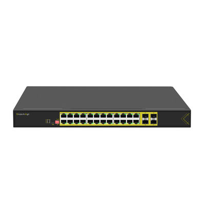 L2+ Zarządzane montowanie na regał 24-port 10/100/1000T 802.3at PoE + 4-port 1000X SFP PoE Switch