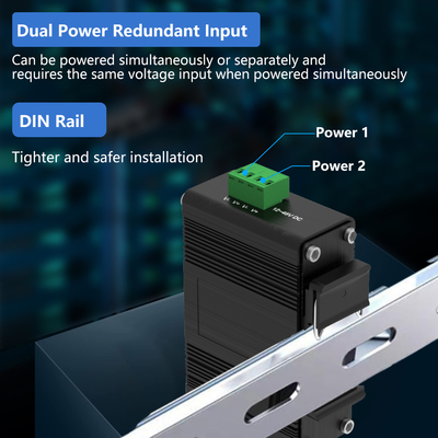 Mini Industrial 10/100Base-T do 100Base-X SFP Fiber Ethernet Media Converter z 1Ch RS232/RS485/RS422