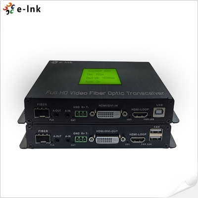 Zarządzany w chmurze wielofunkcyjny konwerter światłowodowy DVI 1Ch 1080P DVI + USB KVM + 1Ch RS232 + 1Ch Dwukierunkowe Audio Stereo + 1Ch GPIO przez przedłużacz światłowodowy