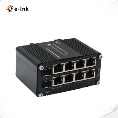 Mini przemysłowy zarządzalny 8-portowy przełącznik Ethernet 10/100/1000T 802.3at PoE + 2-portowy 100/1000X SFP Ethernet