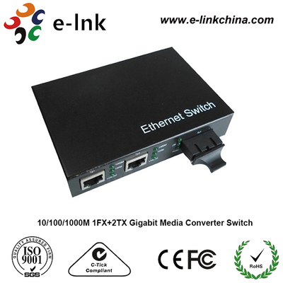 1 port światłowodowy + 2 porty RJ45 Gigabit Ethernet Media Converter