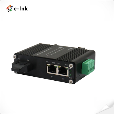 Mini Industrial 1-port 1000X do 2-port 10/100/1000Base-T 60W PoE++ Media Converter