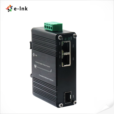 Mini Industrial 1-port 100/1000X SFP do 2-port 10/100/1000T 30W PoE+ Media Converter