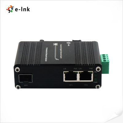 Mini Industrial 1-port 100/1000X SFP do 2-port 10/100/1000T 60W PoE++ Media Converter