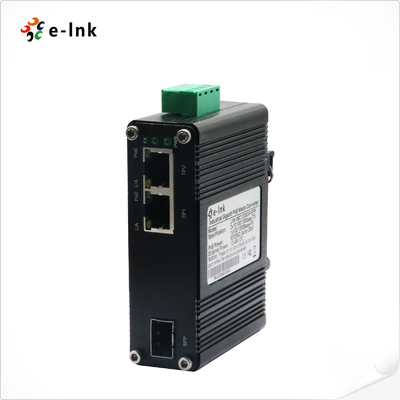 Mini Industrial 1-port 100/1000X SFP do 2-port 10/100/1000T 90W PoE++ Media Converter