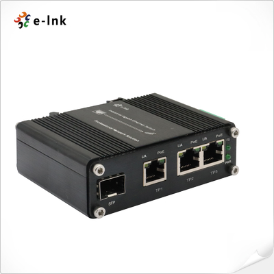 Mini Przemysłowy 3-portowy przełącznik Ethernet 10/100/1000T 802.3at PoE + 1-portowy 100/1000X SFP z wejściem 12~48VDC i wzmacniaczem napięcia
