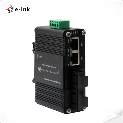 Mini Industrial 2-Port 10/100/1000T 802.3at PoE + 2-Port 100/1000Base-X SFP Ethernet Switch z funkcją power booster 12~48VDC