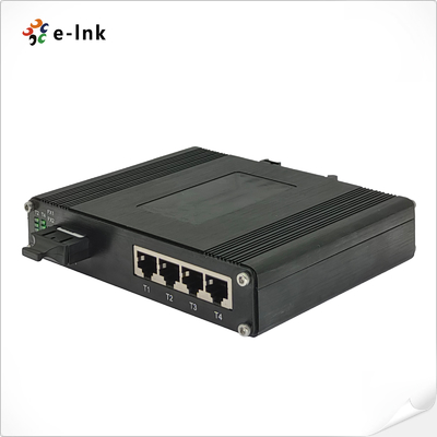 Przemysłowy 4-portowy przełącznik Ethernet 10/100/1000T 802.3bt PoE + 1-portowy 100/1000BASE-X z SFP, SC, FC, ST (opcjonalnie)