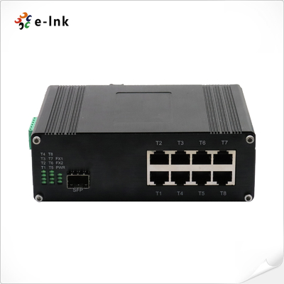 Przemysłowy 8-portowy przełącznik Ethernet 10/100/1000T 802.3bt PoE + 1-portowy przełącznik Ethernet 100/1000Base-X