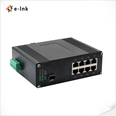 Przemysłowy 8-portowy przełącznik Ethernet 10/100/1000T 802.3bt PoE + 1-portowy 100/1000Base-X Obsługuje tryb Full/Half-duplex, auto-negocjację, Auto MDI/MDIX
