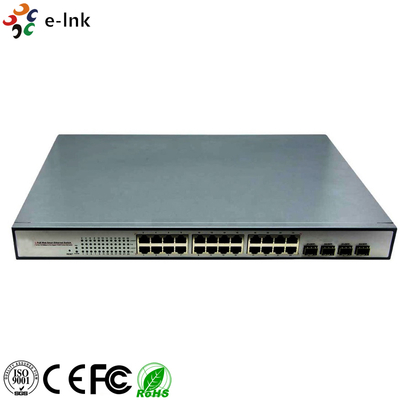 10/100/1000Mbps PoE-PSE Przełącznik Ethernet światłowodowy do miedzi: 4 SFP + 24 PoE