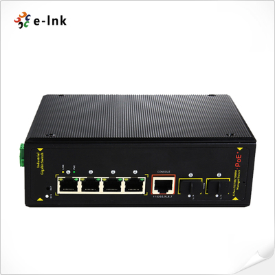 Niezarządzane przemysłowe 4-port 10/100/1000T UPoE (60W wysokiej mocy) + 2-port 1000X SFP Ethernet Switch