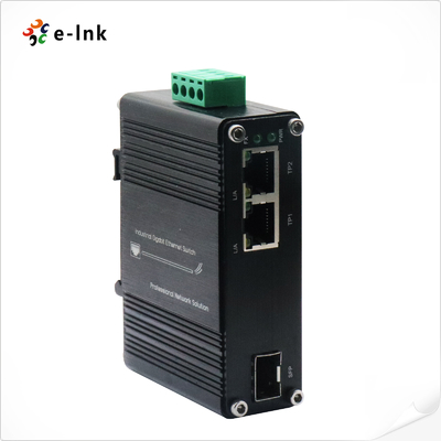 Mini Industrial 1-Port 100/1000X SFP do 2-Port 10/100/1000T Ethernet Media Converter Wspiera pełne/pół-dupleks, negocjacje automatyczne