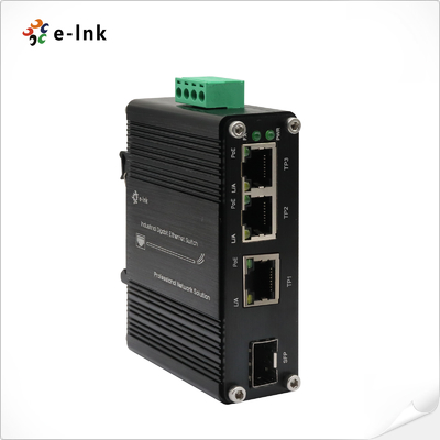 Mini Przemysłowy 3-portowy przełącznik Ethernet 10/100/1000T 802.3at PoE + 1-portowy 100/1000X SFP z wejściem 12~48VDC i wzmacniaczem napięcia