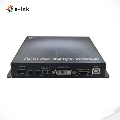 1Ch 1080P DVI + 1Ch USB KVM + 1Ch RS232 + 1Ch Bidi Stereo Audio + 1Ch GPIO przez przedłużacz światłowodowy