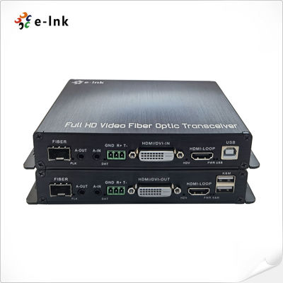1Ch 1080P DVI + 1Ch USB KVM + 1Ch RS232 + 1Ch Bidi Stereo Audio + 1Ch GPIO przez przedłużacz światłowodowy