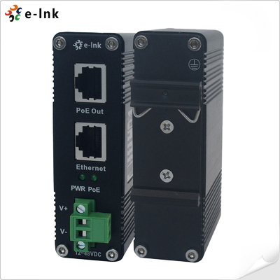 DIN Rail Industrial 802.3at 30W Gigabit PoE Injector Adapter 12~48V DC Power Booster cena fabryczna